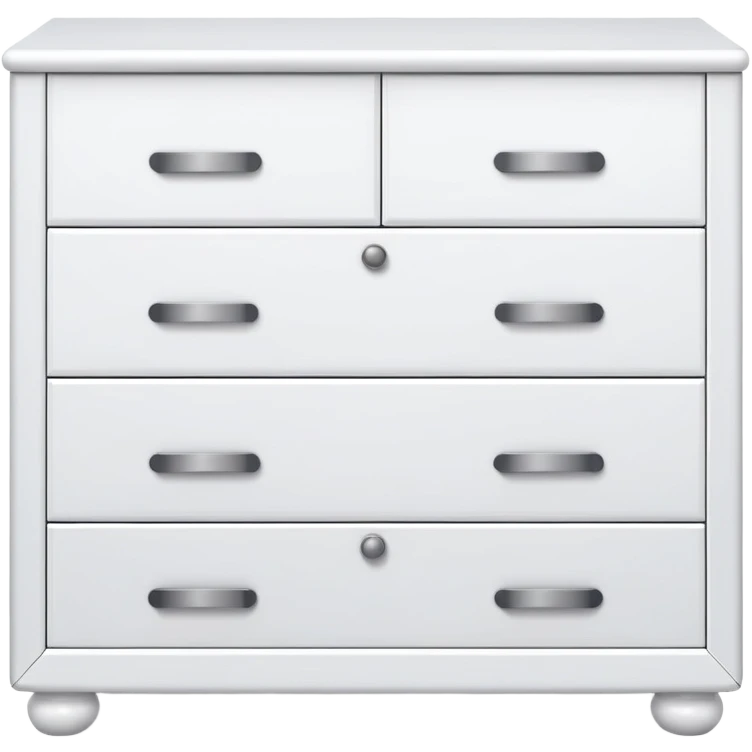 Sleek IKEA-like white 6-drawer chest, one knob per drawer, minimalist and functional emoji