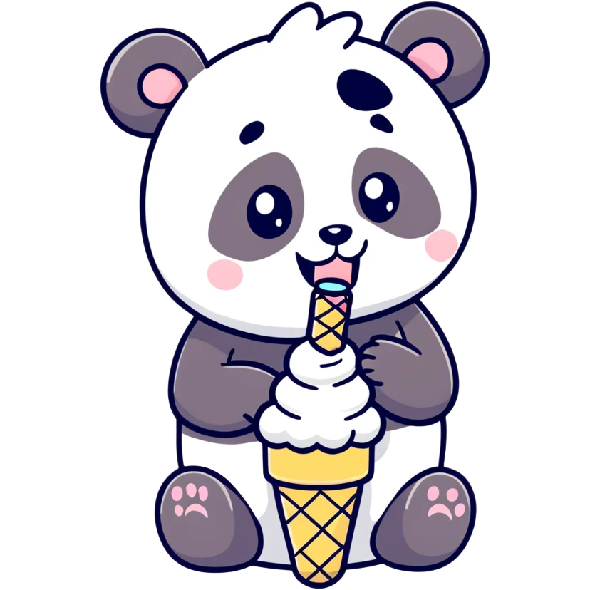 Panda eating ice cream emoji