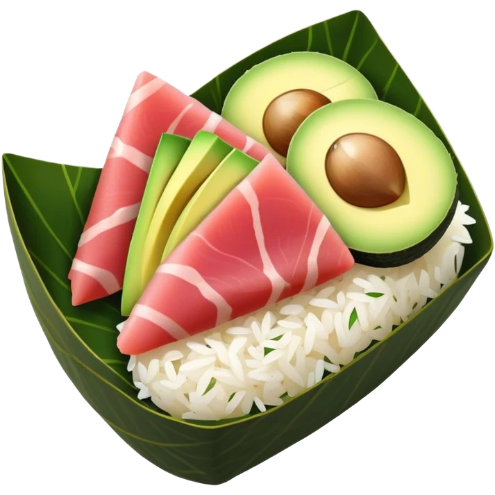 I want a Temaki, is a type of sushi that is hand-rolled into a cone shape. It typically consists of a sheet of nori (seaweed) wrapped around a filling of sushi rice, fresh raw fish (such as tuna or salmon), and other ingredients like cucumber, avocado, or pickled radish. The cone is designed to be eaten with your hands, and the nori provides a crisp texture that contrasts with the soft rice and fillings. The top of the cone is often left open, showcasing the colorful ingredients inside. The overall appearance is a vibrant, textured, and appetizing handheld sushi roll. emoji