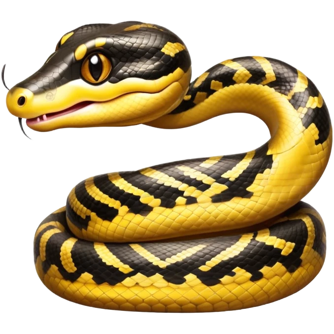 cinematic-cute-anaconda-portrait-emoji,-head-tilted-playfully-and-inquisitively,-with-a-sleek,-shimmering-body-adorned-with-detailed-scale-sriped patterns-and-round,-sparkling-eyes-full-of-wonder,-simplified-yet-irresistibly-adorable-features emoji