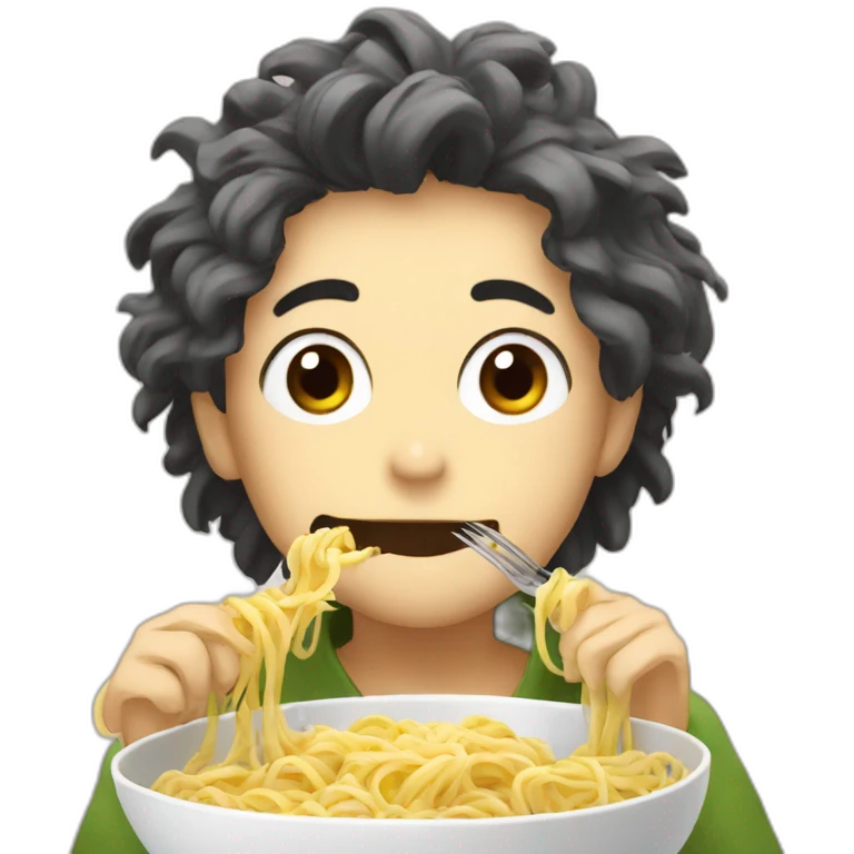 Igano Kabamaru eating pasta emoji