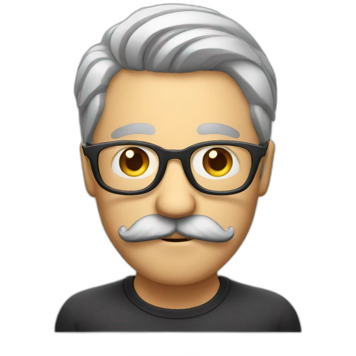 glasses and mustache man with a judging look on his face emoji