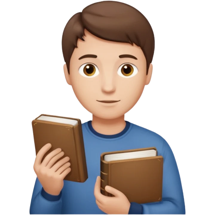 Person man, with short brown hair, shape book emoji