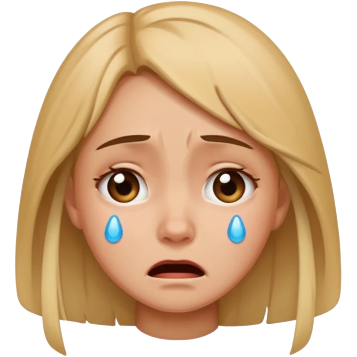 realistic portrait of girl crying emoji