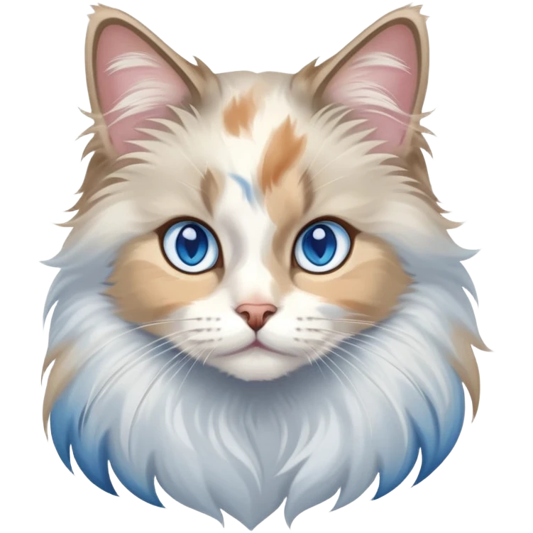 Long haired dilute calico with blue eyes emoji