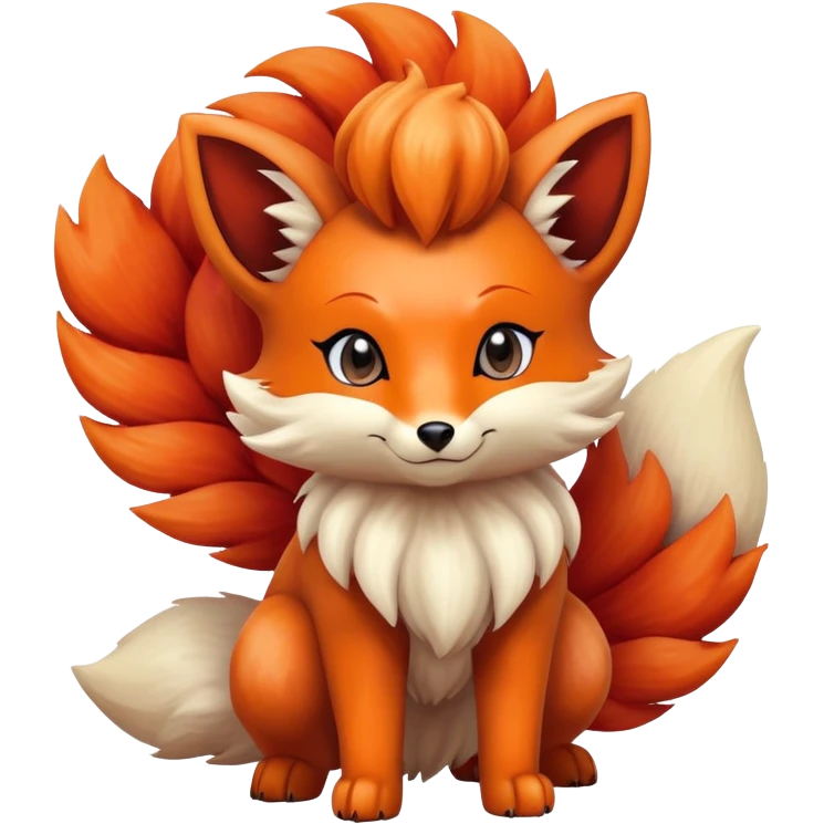 Vulpix Pokemon fox with six tails and orange-red fur emoji