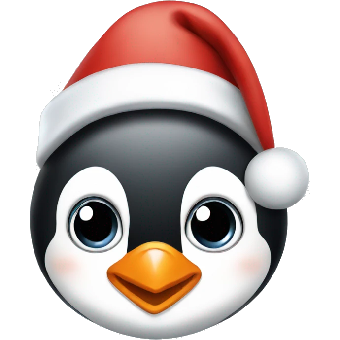 cute penguin with santa hat emoji
