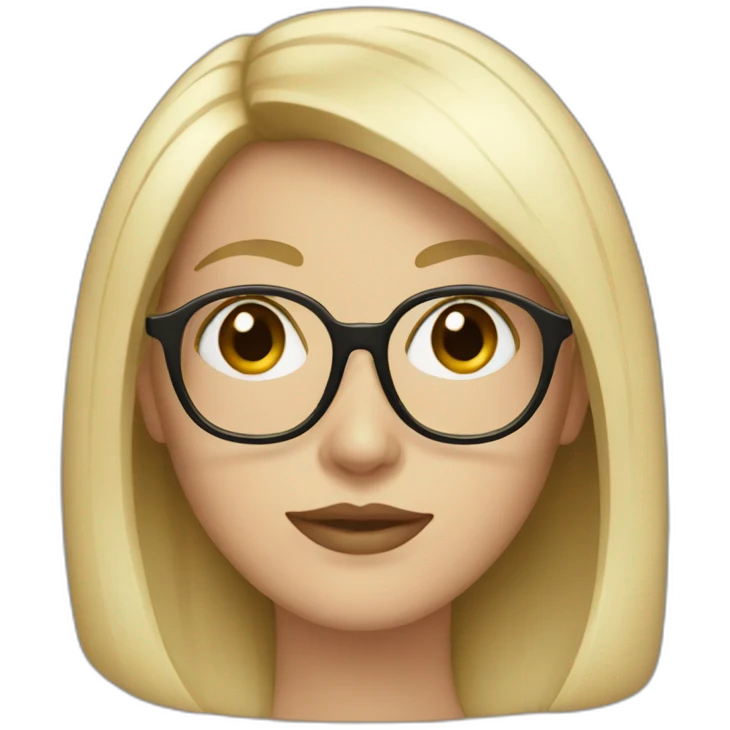 White Girl with dark hair and square gold glasses emoji