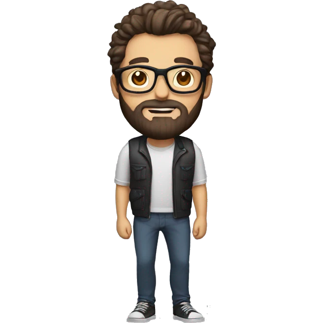 fair man with glasses and beard and cool hairstyle with bat emoji