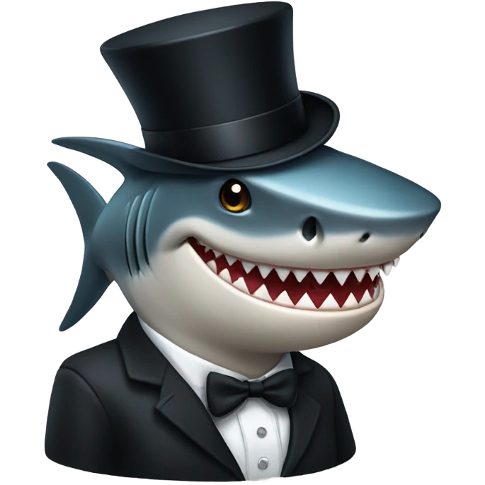 Shark with a top hat emoji