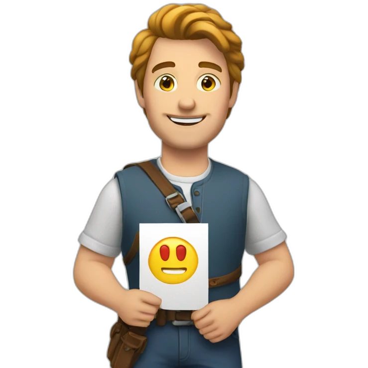 Hans holding a poster with « YES » on it emoji