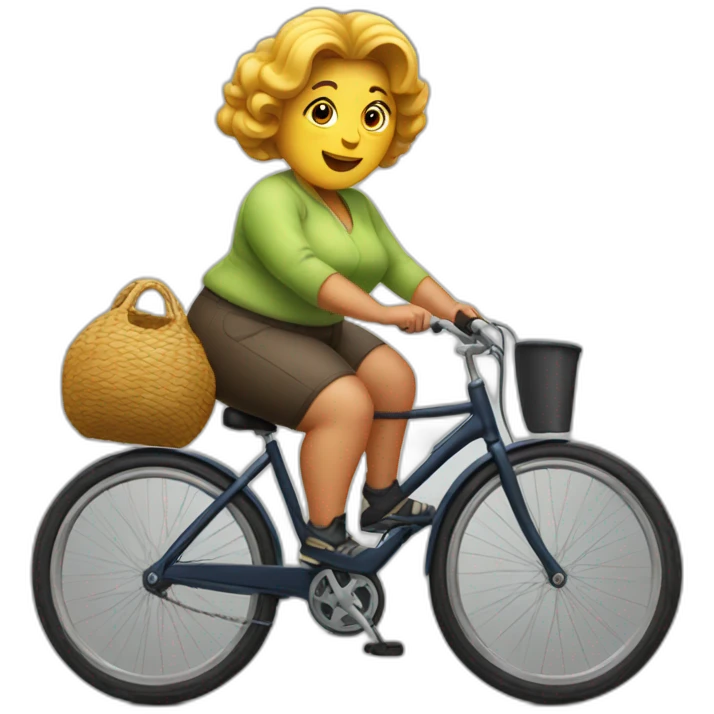A very big woman on a very little bicycle emoji