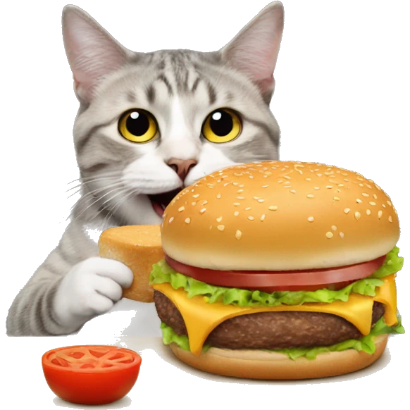 Cat eating burger emoji