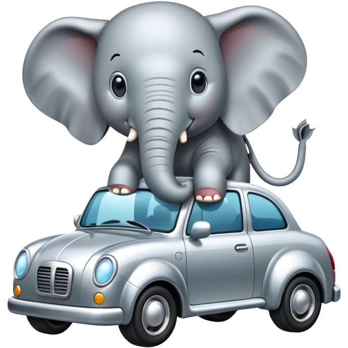 Elephant drobiny a car emoji