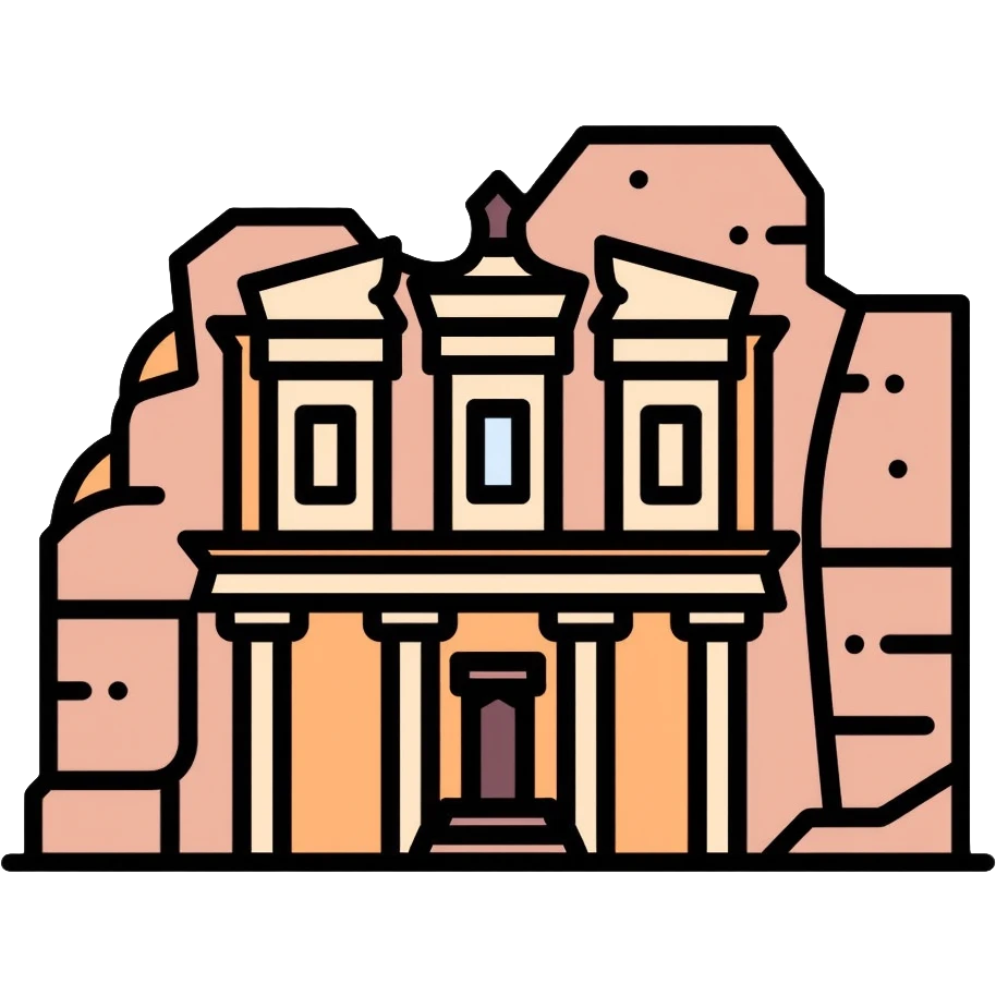 Petra Jordan Treasury building ancient rock-cut facade emoji