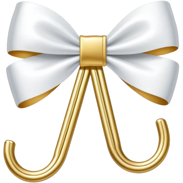 one gold paper clip with a white bow in the middle emoji