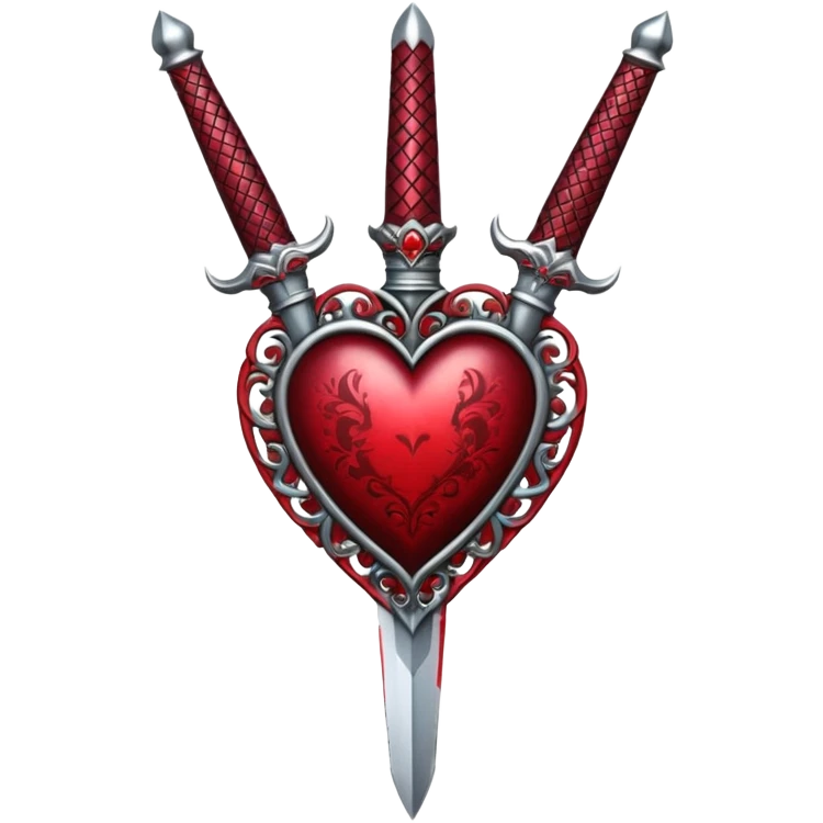 gothic heart with ornate silver dagger and dark shading emoji