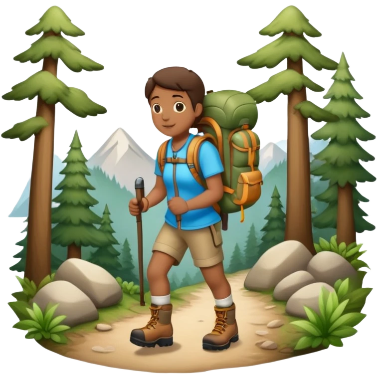 Hiking in the woods emoji
