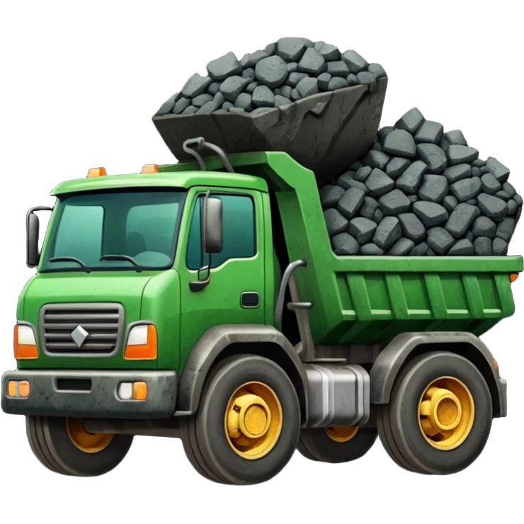 green truck with coal ore emoji