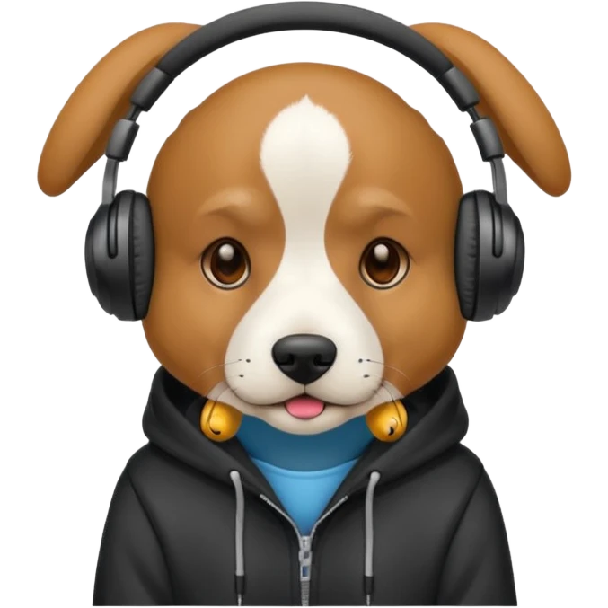 Dog wearing a hoodie and  wearing headphones emoji