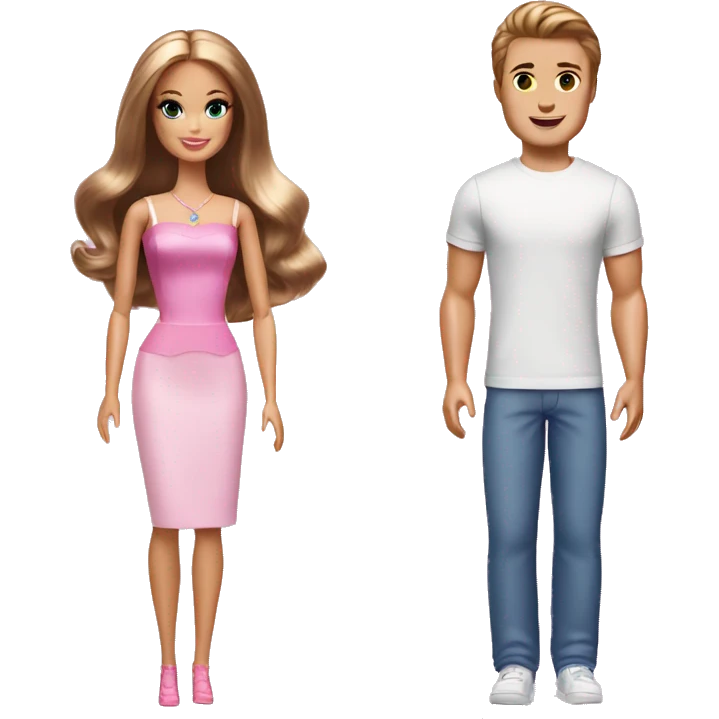 Barbie and Ken with brown hair emoji