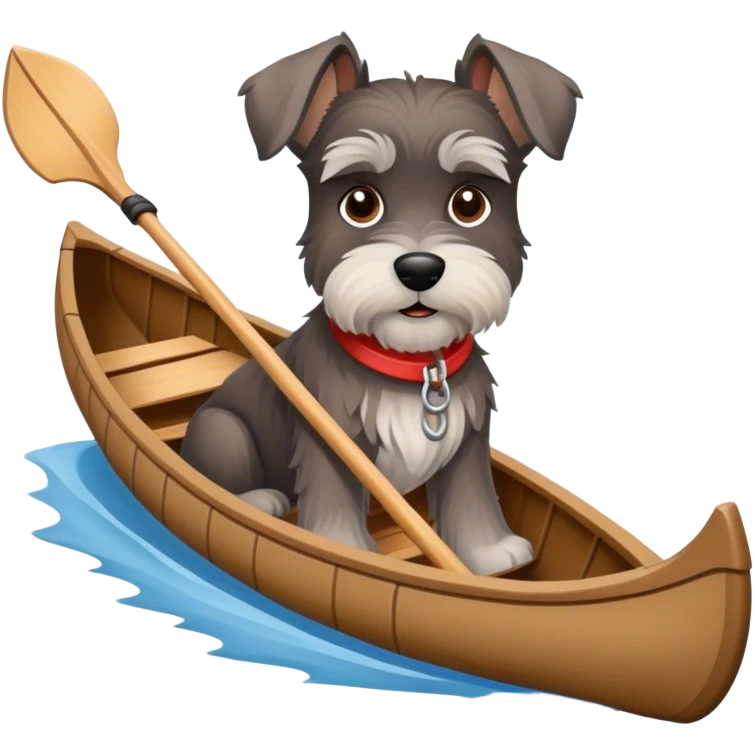 Schnauzer in canoe without paddle  emoji