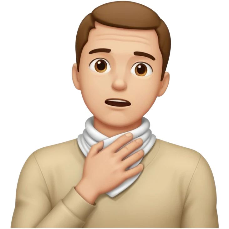 Man choking with hands around neck emoji