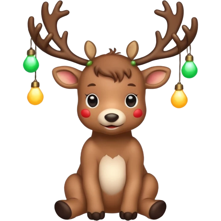 reindeer baby  cute, full body lights whire aropund his head emoji