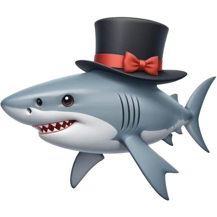 Shark with a top hat emoji