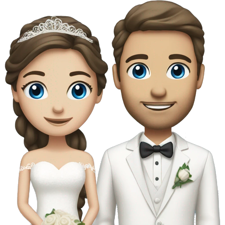 bride blue eyes and groom brunette emoji
