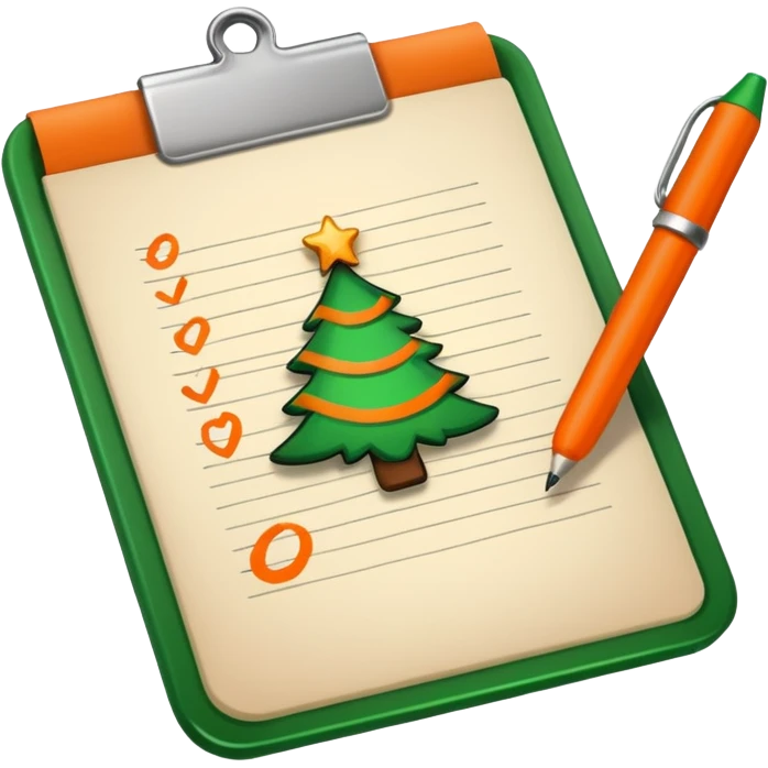 liste de noel orange et verte emoji