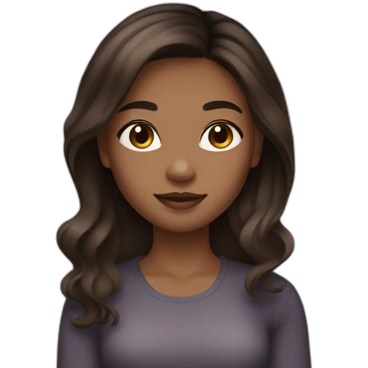 girl with brown skin tone and ombre black to brown hair emoji