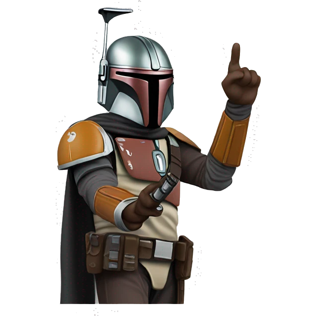 mandalorian pointing towards viewer with large hand emoji
