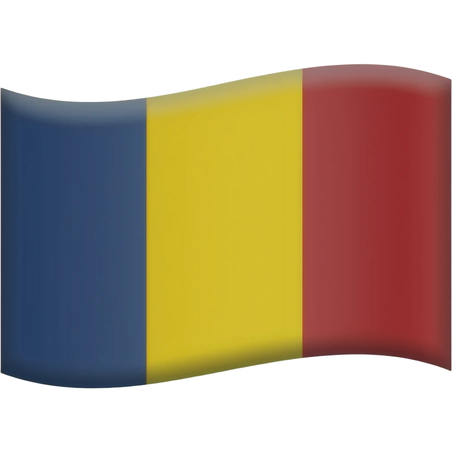 An emoji of a waving flag with three vertical stripes of colors dark indigo, golden yellow and red emoji