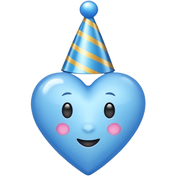 blue heart with a party hat emoji
