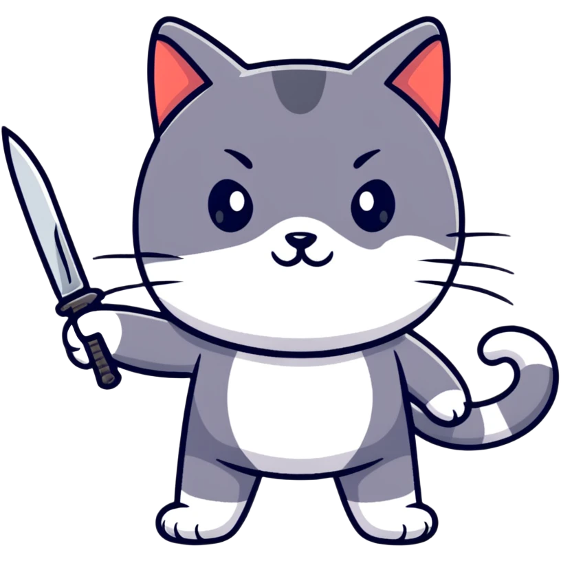cute cat with a knife emoji