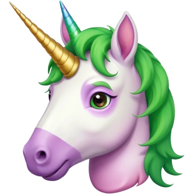unicorn face cute and green haired and bearded wearing hat emoji