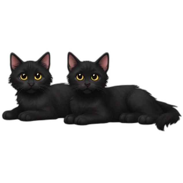 black maine coon kitten and black shorthair cat emoji
