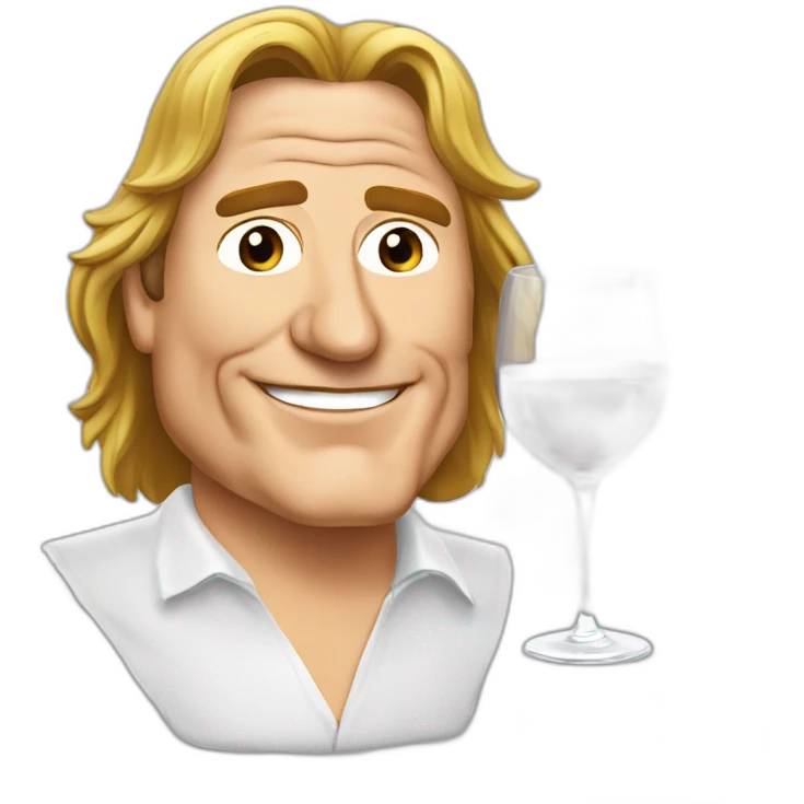 Gérard Depardieu with glass if wine in méta style emoji