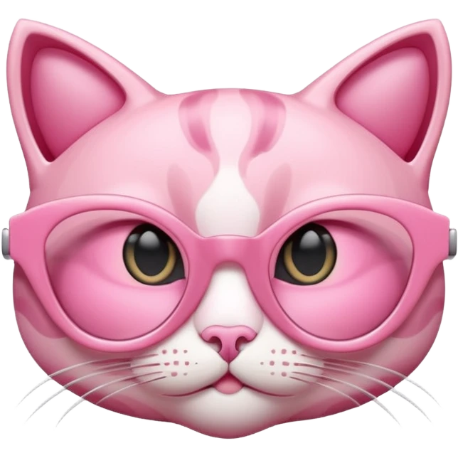 A 3D cartoon rose-pink cat-eye shaped spectacle, glossy curved frame, soft reflections, isolated on plain background. only glasses. emoji