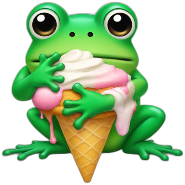 Frog with an icecream  emoji