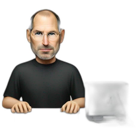 Steve jobs with a Mac plus  emoji