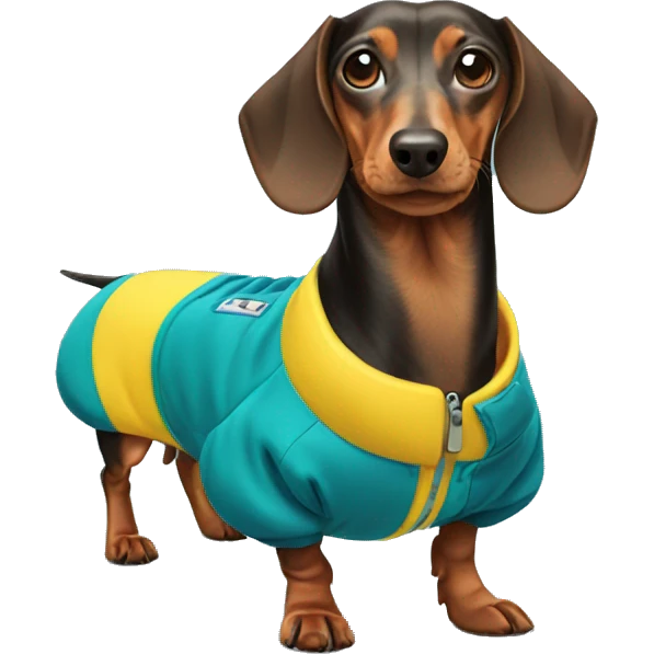 dachshund wearing swim jacket  emoji