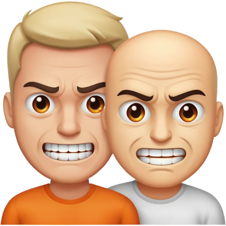 Angry Man staring at another man who is smiling  emoji