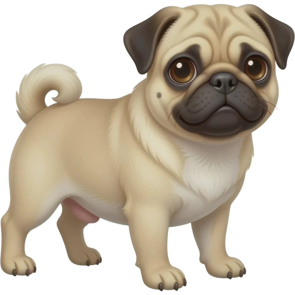 Pug albino realista com um tutuzinho fofo emoji