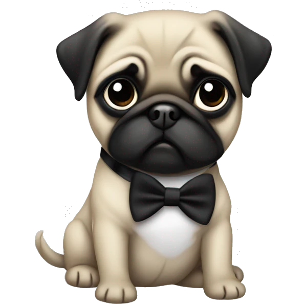 pug puppy in black tie cute emoji