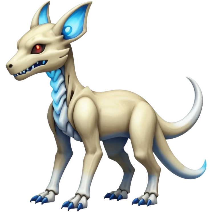 Skeletal Evil Shiny Glowing Cubone-Marowak-Zoroark-Anubis-Wendigo-Fakémon-hybrid-creature (full body), 4 legs emoji