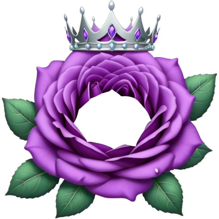 Purple rose with silver tiara and a purple emblem leaf wreath emoji
