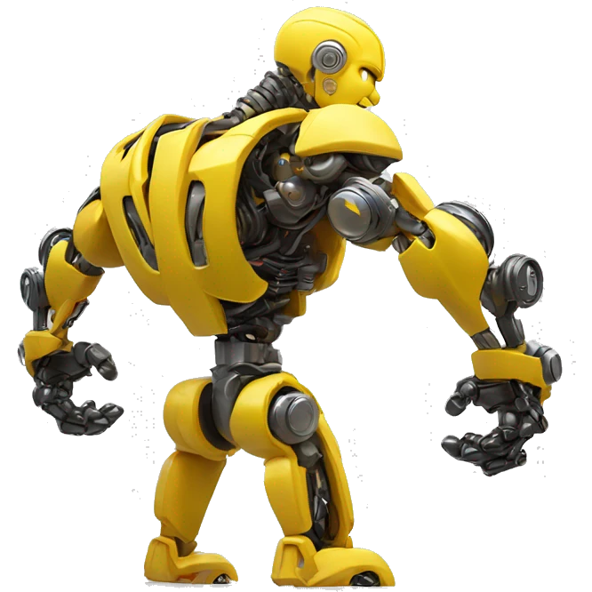 Yellow mechanical cyborg bicep that’s flexing emoji
