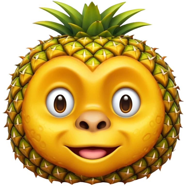 pineapple, emoji style, similar to orangutan face emoji style, shiny surface emoji